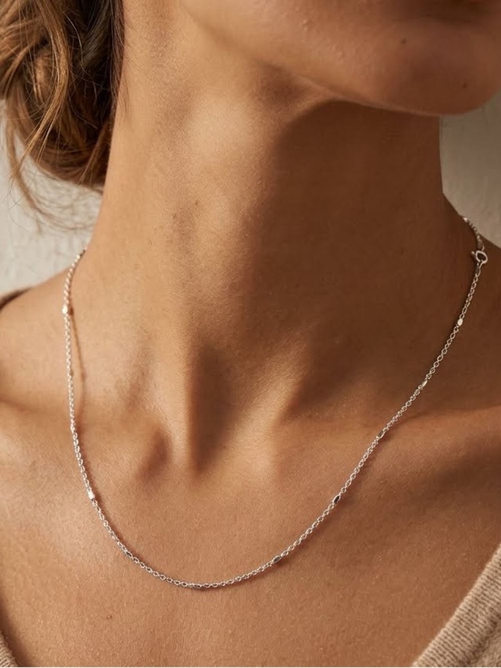 Italian Sterling Silver Stunning Classic Fine Chain Necklace 14" Length NEW
